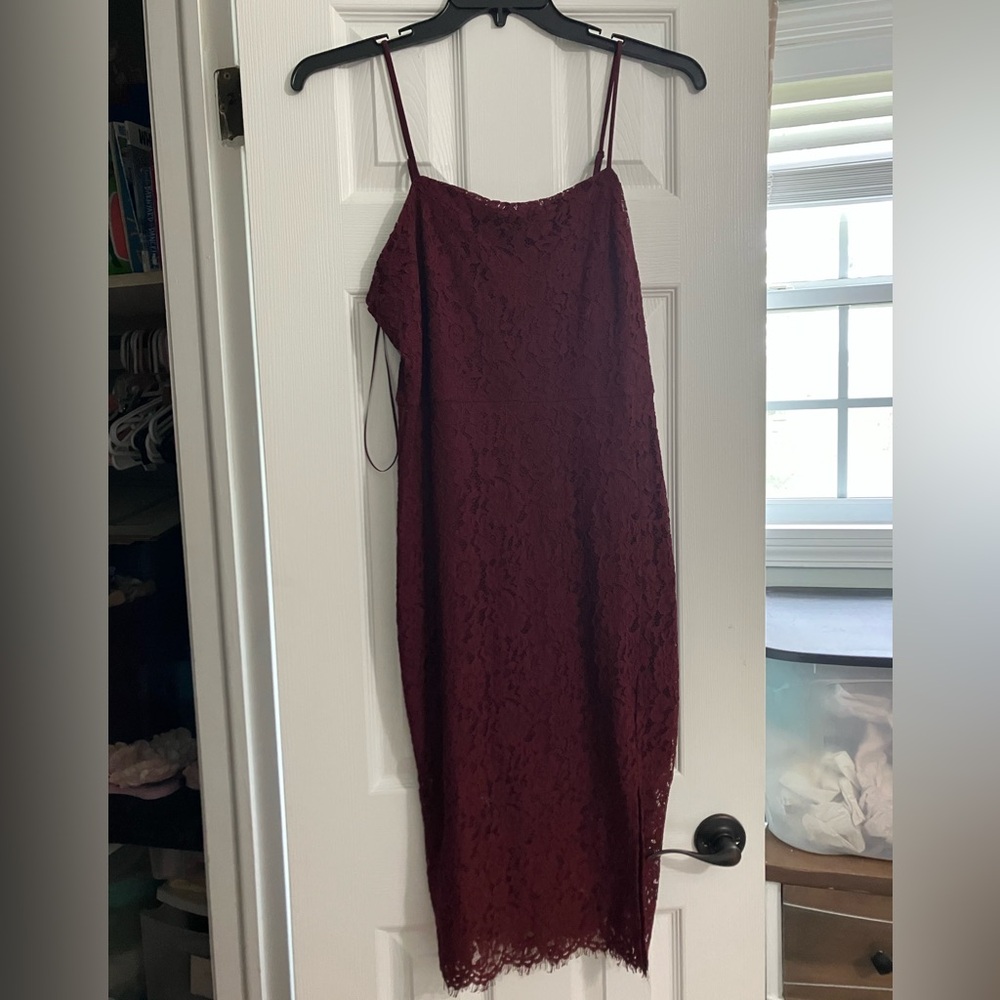 Express Burgundy Lace Midi Dress